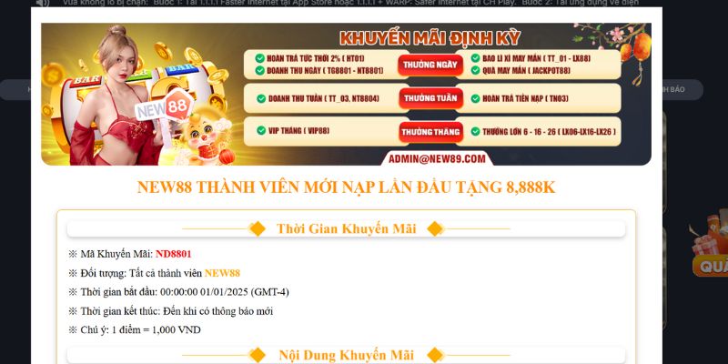 Tặng thưởng tận 8.888K khi tân thủ nạp tiền lần đầu