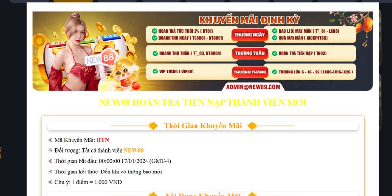 Hoàn trả tiền tân thủ khi nạp tiền hệ thống