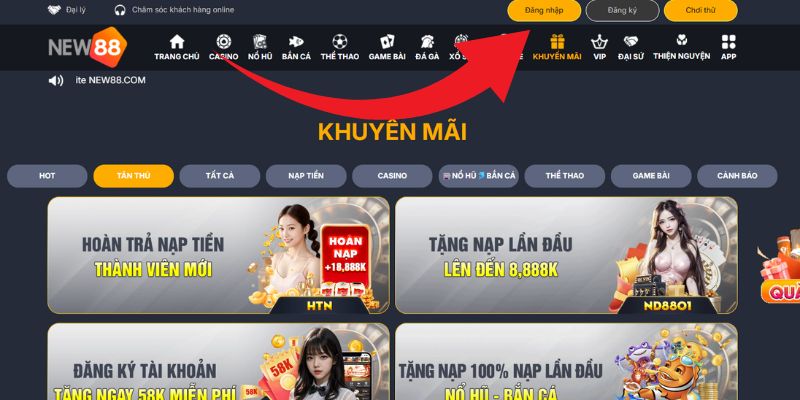 Chọn nút đăng nhập phía dưới màn hình Chọn nút đăng nhập phía dưới màn hình