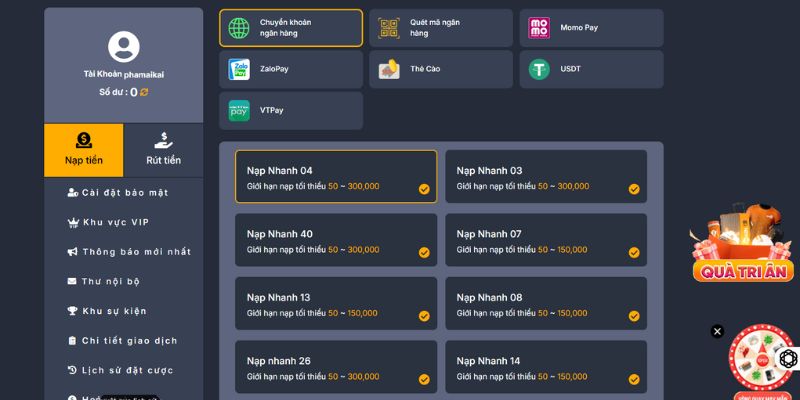 Hình thức nạp tiền bằng chuyển khoản ngân hàng Hình thức nạp tiền bằng chuyển khoản ngân hàng