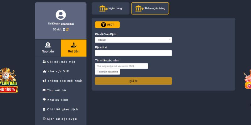 Liên kết ngân hàng để bắt đầu rút tiền New88